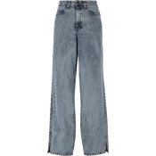 Ladies Wide Leg Slit Denim - Blue