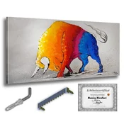 shumee Monica Mirafiori I 100 % ROČNO POŠILJANO I Slika Mavrični bik 140x70cm | Ročno poslikana slika | Akrilna slika | Zelo velika akrilna slika I Moderna umetnost I Umetniške slike