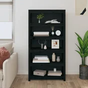shumee vidaXL Knjižna omara črna 80x35x154 cm masivni borov les