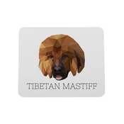 Tibetanski mastif, tibetanski pes - geometrijska podloga za miško s fotografijo in napisom
