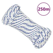 Vidaxl Vrv za čoln bela 5 mm 250 m polipropilen