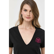 Bombažna kratka majica Pinko črna barva