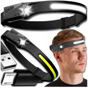 shumee LED naglavna svetilka s senzorjem gibanja 350 lm IPX4, baterija 1200 mAh za gorsko uporabo