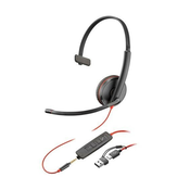 Poly slušalice Blackwire 3215, 3,5 mm jack + USB-C/A adapter, mono