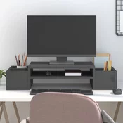 vidaXL Stojalo za zaslon sivo 70x27,5x15 cm trdna borovina