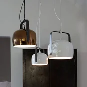 Karman Bag - belo viseče svetilo O 21 cm, gladko - Dnevna soba/jedilnica - Dizajn - bela, antracitna - Keramika
