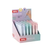 Gel pisalo, mini, zaslon, 0,5 mm, stiskalni mehanizem, APLI Pocket Gel, mešanica pastelnih barv, 36 kosov
