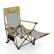 Northix Kamping stol z nastavljivim naslonom in nogami 150 kg kaki