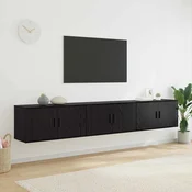 vidaXL Set stenskih televizijskih kabinetov 3 pcs Črna Orehovina