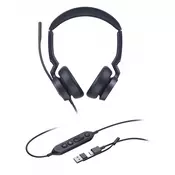 Yealink UH46 Dual Teams USB-C/A Slušalke z mikrofonom Žični Naglavni trak Pisarna/klicni center USB Type-C/USB Type-A Črna