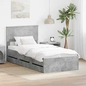 Krevetna konstrukcija s ladicama Betonski sivi 90 x 200 cm Siva 210 x 93 x 90 cm