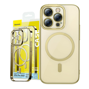 Baseus Glitter Magnetic Case za iPhone 14 Pro (zlatna) + kaljeno staklo + komplet za čišćenje