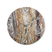 LOWELL stenska ura marmor 50 cm, 11459, okrogla, bron, les