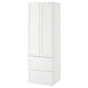 SMASTAD / PLATSA Garderober, bela s okvirom/s 2 fioke, 60x57x181 cm