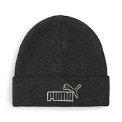 PUMA Essentials Elevated Heather Mid Crown Beanie, Accessories, Black Heather, OSFA