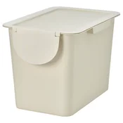 TRÖSKNING Koš s pokrovom, svetlo bež, 25 l