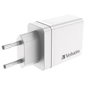 POLNILEC ZA MOBILNE NAPRAVE STENSKI 1XUSB-C/PD 20W/1XUSB-A QC 3.0/2XUSB-A 10W VERBATIM 49701 BELO