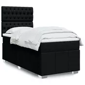 Box spring krevet s madracem crni 90x190 cm od tkanine - Crna 90 x 190 cm Dizajn s gumbima