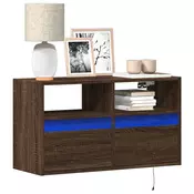 Zidni TV ormaric s LED svjetlima smeda boja hrasta 80x31x45 cm