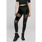 Womens Velvet Tech Mesh Leggings - Black
