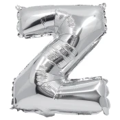 Balon iz folije v obliki črke Z, srebrne barve - črka Z, 32 cm