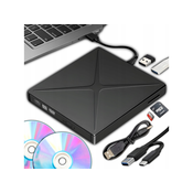 DEXXER 4v1 prenosni zunanji pogon CD in DVD zapisovalnik USB 3.0 čitalec SD KT26