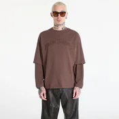 Majice Palm Angels Curved Logo Double Tee L/S UNISEX Brown/ Brown L