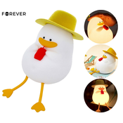 FOREVER DUCK nočna LED svetilka, ambientalna, brezžična, 2 načina svetenja, časovnik, polnilna baterija, silikon, USB Type-C, + kabel