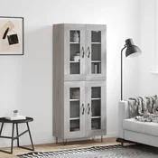 Greatstore Visoka komoda siva sonoma 69,5x34x180 cm inženirski les