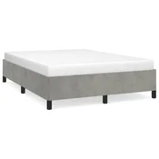 Vidaxl Posteljni okvir brez vzmetnice svetlo siv 137x190 cm poln žamet