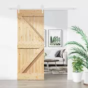 vidaXL Drsna vrata Naravna in bela 80 x 210 cm Trdna borovina