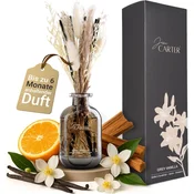 Nikcorp Dišavni difuzor s palčkami Grey Vanilla 150 ml, siva steklenička, luksuzna aroma vanilije, sandalovine, jasmina in mandarine za dom, pisarno ali spalnico, eleganten dekorativni set za sprostitev