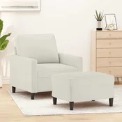 Fotelja s tabureom krem 60 cm baršunasta