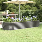 Povišena vrtna gredica od pocincanog celika 224 x 80 x 36 cm sivi