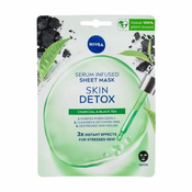 Nivea Skin Detox Serum Infused Sheet Mask maska za obraz za vse tipe kože 1 kos za ženske