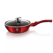 Berlingerhaus Globoka ponev z marmornato površino in pokrovom 24 cm Burgundija Metallic Line BH-1259