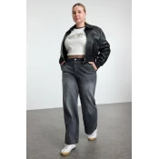 Trendyol Curve Anthracite High Waist Wide Leg Plus Size Jeans