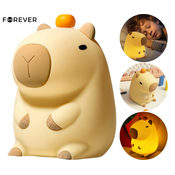 FOREVER CAPYBARA nočna LED svetilka, ambientalna, brezžična, 2 načina svetenja, časovnik, polnilna baterija, silikon, USB Type-C, + kabel