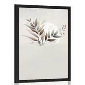 Plakat minimalistični listi v boho dizajnu - 60x90 white
