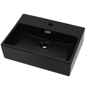 MAISON CHIC Umivalnik - Kopalna umivalnik - Lavabo z odprtino za pipo črna keramika 51,5x38,5x15 cm, (21684869)