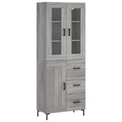 Vidaxl Visoka komoda siva sonoma 69,5x34x180 cm inženirski les