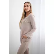 Set with press stud neckline dark beige
