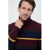 Vuneni pulover Polo Ralph Lauren za muškarce, boja: bordo, topli, s dolčevitom