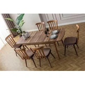 HANAH HOME Set Trpezarijski sto i 6 stolica Fergana Brown
