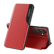HURTEL Etui z zapiralko in stojalom za Samsung Galaxy S24 FE Eco Leather View Case – rdeče