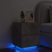 Nocni ormaric s LED svjetlima siva boja betona