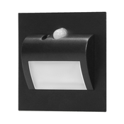 DRACO LED NEW 1,5W, stopniščna vgradna svetilka, 12VDC, 30lm, 6000K, črna, senzor gibanja in mrak