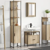 vidaXL Komplet pohištva za kopalnico s polico 3 pcs sonoma hrast