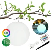 Solarna LED vrtna krogla 30cm 3000K+RGB+daljinski upravljalnik