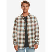 Mens Brown-Cream Plaid Shirt Quiksilver Balvraid - Mens